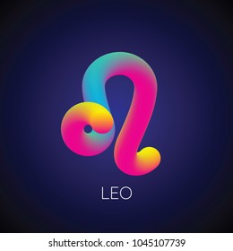 Colorful blending leo zodiac sign. Modern abstract 3D render design element. vector illustration.