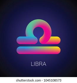 Colorful blending libra zodiac sign. Modern abstract 3D render design element. vector illustration.