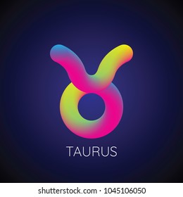 Colorful blending Taurus zodiac sign. Modern abstract 3D render design element. vector illustration.