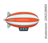 Colorful blimp vector illustration. Cartoon drawing of red and white air transport for transporting passengers isolated on white background. Aircraft, transportation, traveling concept