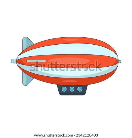 Colorful blimp vector illustration. Cartoon drawing of red and white air transport for transporting passengers isolated on white background. Aircraft, transportation, traveling concept