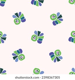 Colorful blob leaf for flat scandi style seamless vector kids pattern. Fun whimsical nature for boy baby wallpaper. Scandi block print bold funny print.