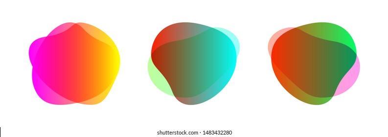 colorful blob shape free from set for background, blob flat geometric simple, liquid stain brush flat blob for label ad copy space, fluid spot template for graphic, simple banner colored gradient wave