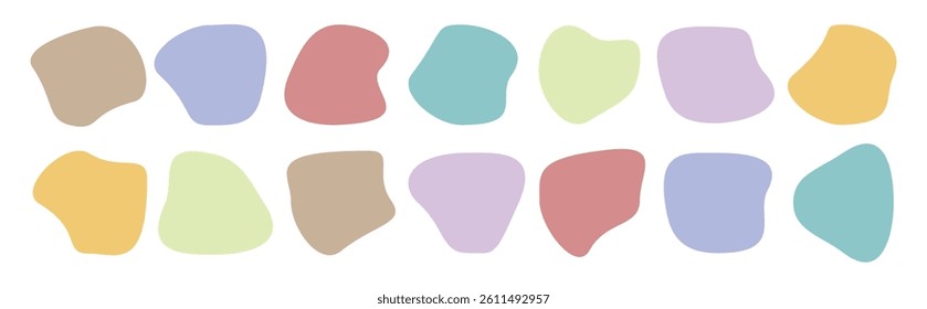 Colorful blob shape vector illustration set. Amoeba shape. liquid shadows random shapes. Black cube drops simple shapes.