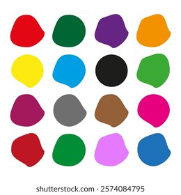 Colorful blob shapes. Abstract vector spots. Multicolored palette design. Vibrant artistic elements.