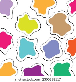 Colorful blobs with black outlines vector background