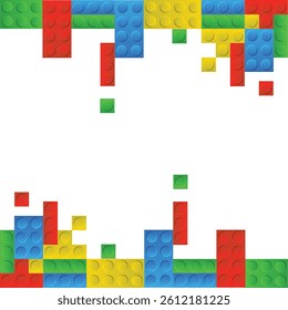 Colorful Block Frame Illustration Creative Toy Construction Design.