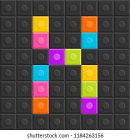 colorful block letter X, flat design