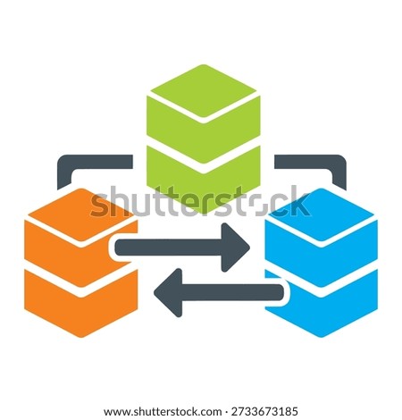 Colorful blocks with arrows indicating connection