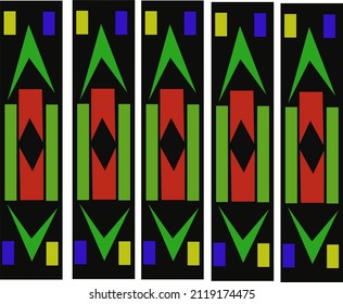 colorful blocks lined up and up and down arrows.