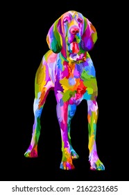 colorful bloodhound dog isolated on pop art style. vector illustration.