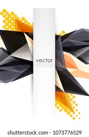 Colorful blooming crystals vector abstract background. Glass transparent effect shiny 3d triangular forms