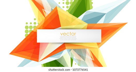 Coloridos cristales florecientes de fondo abstracto vectorial. Efecto transparente de vidrio formas triangulares brillantes 3d