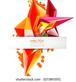Colorful blooming crystals vector abstract background. Glass transparent effect shiny 3d triangular forms