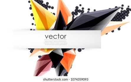 Coloridos cristales florecientes de fondo abstracto vectorial. Efecto transparente de vidrio formas triangulares brillantes 3d