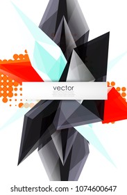 Coloridos cristales florecientes de fondo abstracto vectorial. Efecto transparente de vidrio formas triangulares brillantes 3d