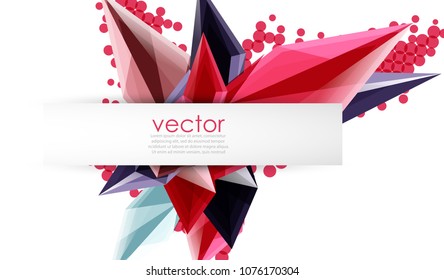 Coloridos cristales florecientes de fondo abstracto vectorial. Efecto transparente de vidrio formas triangulares brillantes 3d
