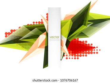 Fundo abstrato de vetor de cristais floridos coloridos. Efeito transparente de vidro formas triangulares brilhantes 3d