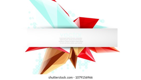 Colorful blooming crystals vector abstract background. Glass transparent effect shiny 3d triangular forms
