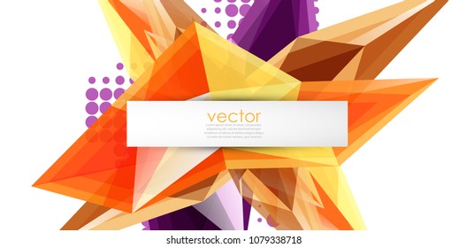 Coloridos cristales florecientes de fondo abstracto vectorial. Efecto transparente de vidrio formas triangulares brillantes 3d