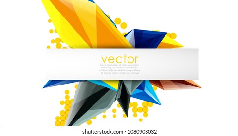 Fundo abstrato de vetor de cristais floridos coloridos. Efeito transparente de vidro formas triangulares brilhantes 3d
