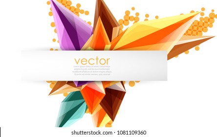 Coloridos cristales florecientes de fondo abstracto vectorial. Efecto transparente de vidrio formas triangulares brillantes 3d
