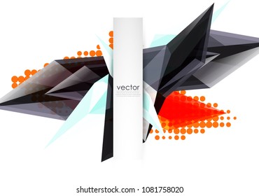 Coloridos cristales florecientes de fondo abstracto vectorial. Efecto transparente de vidrio formas triangulares brillantes 3d