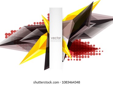 Coloridos cristales florecientes de fondo abstracto vectorial. Efecto transparente de vidrio formas triangulares brillantes 3d