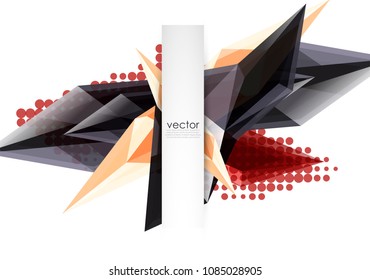 Coloridos cristales florecientes de fondo abstracto vectorial. Efecto transparente de vidrio formas triangulares brillantes 3d