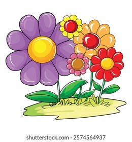 Colorful of blooming flowers vector illustration