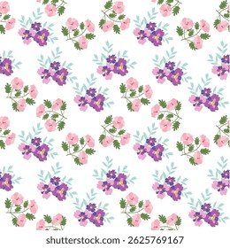 Flor colorida para la tela y el fondo, modelo inconsútil.
