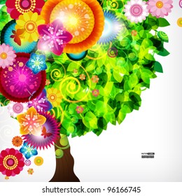 Colorful blossom spring tree.