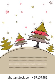 colorful blossoms, tree theme greeting card, invitation card vector