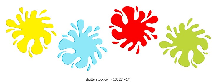 Colorful blot splash icon set line. Inkblot. Flat design. White background. Isolated. Vector illustration