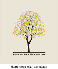 Colorful blot tree. A vector illustration.