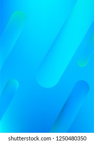 Colorful Blue A4 Background with Simple Fluid Shapes. Holographic Colour Gradient. Cool Abstract Background. Vector Illustration.