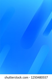 Colorful Blue A4 Background with Simple Fluid Shapes. Holographic Colour Gradient. Cool Abstract Background. Vector Illustration.