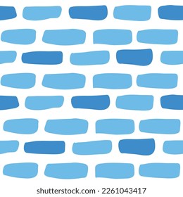 Colorful blue brick seamless pattern vector. Vector illustration in flat style on white background.