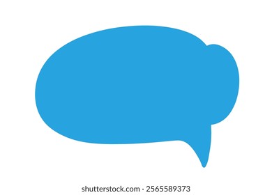 Colorful Blue Chat Speech Bubble, Hand Drawn Message Text Cloud Element, Isolated on White Background. Cute Vector Illustration Shape Design