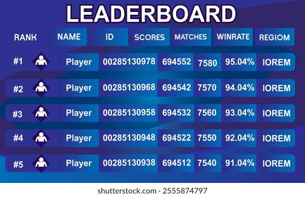 Colorful blue color  Game leaderboard with abstract background
