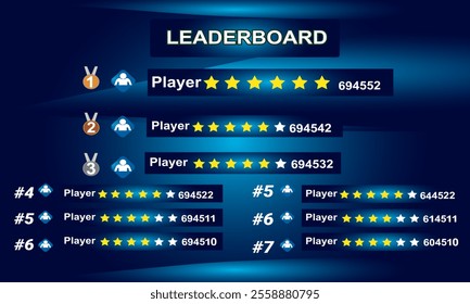  colorful blue creative game leaderboard with abstract background vector