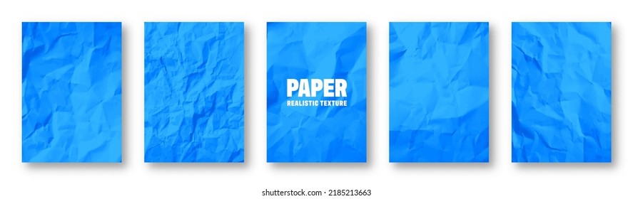 Colorful blue crumpled paper texture. Rough grunge old blank. Colored background. Vector illustration - Shutterstock ID 2185213663