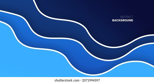 Colorful Blue Geometric Wave With Outline Abstract Background Design