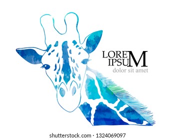 Colorful blue giraffe. Vector