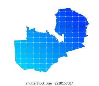 Colorful blue gradient bricks texture map of country Zambia isolated on white background - vector illustration