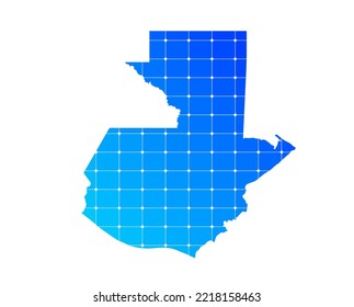 Mapa de textura de ladrillos de gradiente azul colorido del país Guatemala aislado en fondo blanco - ilustración vectorial
