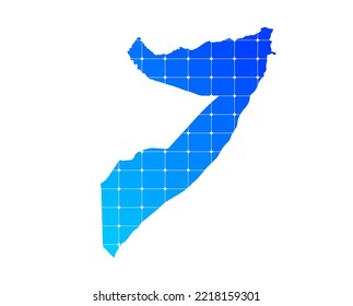 Colorful blue gradient bricks texture map of country Somalia isolated on white background - vector illustration