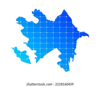 Colorful blue gradient bricks texture map of country Azerbaijan isolated on white background - vector illustration