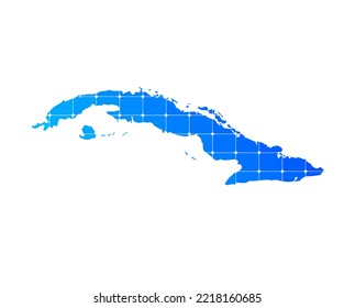 Colorful blue gradient bricks texture map of country Cuba isolated on white background - vector illustration