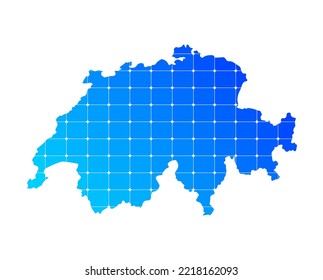 Colorful blue gradient bricks texture map of country Switzerland isolated on white background - vector illustration
